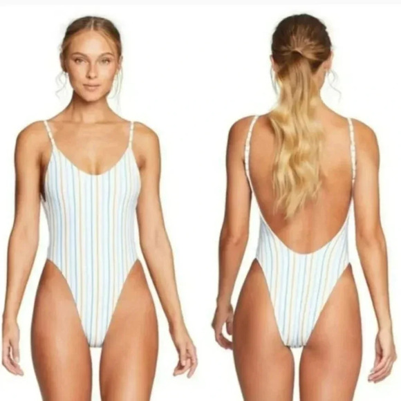 Vitamin A Yasmeen One Piece Swimsuit/Bodysuit Palm Springs White Stripes - Picture 13 of 13